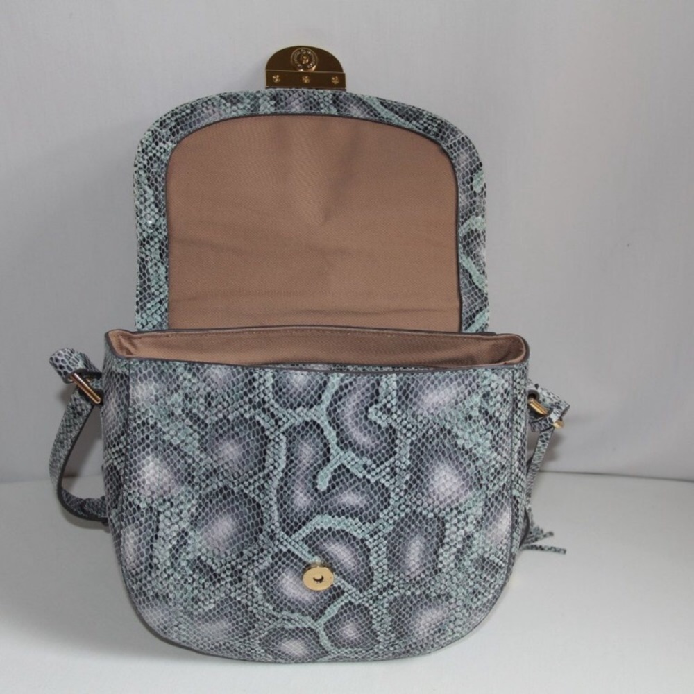 🌟HP! GILI Blue Cobra Leather Crossbody Saddle Bag - Picture 2 of 9